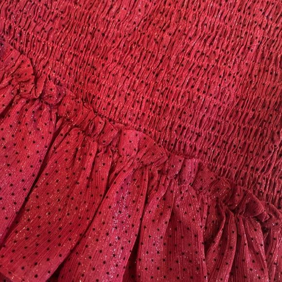 [glam] Metallic Maroon Polka Dot Skirt - Size Large NWT - Picture 3 of 7